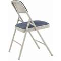 National Public Seating Gray Steel Folding Chair with Blue Seat Color, 4PK