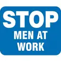 Railroad Sign, Sign Legend Stop Men At Work, Sign Background Color Blue