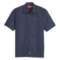 Dickies Dark Navy Short Sleeve Work Shirt, XL, Polyester/Cotton, Regular Length, Fits Chest Size 46 in