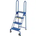 Ballymore 4-Step, Assembled, Steel Folding Rolling Ladder; Perforated Step Treads