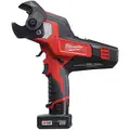 Milwaukee Cordless Cable Cutter: M12, 1 3/16 in Comm Cable/600 MCM Copper/750 MCM Aluminum, C-Head