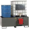 Uncovered, Steel IBC Containment Unit; 400 gal. Spill Capacity, Drain Included, Gray