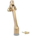 Lever Door Holder: Bright Brass, Brass, 4 in Projection, 1 5/8 in Wd, Wall-Mount