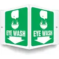 Eyewash and Shower, No Header, Plastic, 6" x 8-1/2", With Mounting Holes, Not Retroreflective