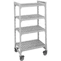 Cambro Mobile Shelving Unit: Open Shelving, 750 lb Load Capacity, 4 Shelves, 75 in Overall Ht