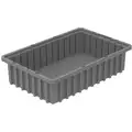 Akro-Mils Divider Box: 0.29 cu ft, 16 1/2 in x 10 7/8 in x 4 in, Gray, Polymer, 7 Long Divider Slots