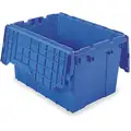 Akro-Mils Attached Lid Container, Blue, 12-1/2"H x 21-1/2"L x 15"W, 1EA