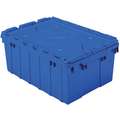 Akro-Mils Attached Lid Container: 8 gal, 21 1/2 in x 15 1/4 in x 9 in, Blue Body, Stackable, Polymer