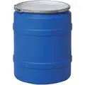 Transport Drum: HDPE, 20 gal, Lever Lock Ring, Blue / Natural, 0 Bung Holes