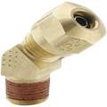 45&deg; Male Elbow, Compression Air Brake Fitting For Nylon Tubing, Brass, 1/2" x 1/4"