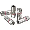 Power First Coaxial Connector, F-Type Male, RG-59 with Single/Tri/Quad Shielding, Silver, 0 to 1 GHz, PK 50