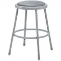National Public Seating Round Stool: 24 in Overall Ht, 24 in min to 24 in max, No Backrest, Gray