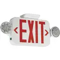 Hubbell Lighting LED Exit Sign with Emergency Lights with Battery Backup, Red Letters and 1 or 2 Sides, 7-13/64" H x 18" W