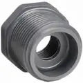 Reducing Bushing: 3/4 in x 1/2 in Fitting Pipe Size, Schedule 80, Male NPT x Female NPT, Gray