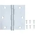 3" x 3" Butt Hinge with Zinc Finish, Full Mortise Mounting, Square Corners