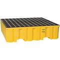 Eagle 132 gal. Polyethylene Drum Spill Containment Pallet for 4 Drums; Drain Included: No, Black, Yellow