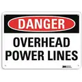 Recycled Plastic Overhead Power Lines Sign with Danger Header; 10" H x 14" W