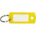 Plastic Key Tag, Plastic, Rectangle, 2" x 7/8", Yellow