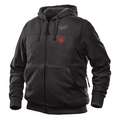 Milwaukee Heated Hoodie Kit: Men's, M, Black, Up to 6 hr, 42 in Max Chest Size, 3 Outside Pockets
