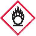 GHS Flame Over Circle Label, Polypropylene, 2" Height, 2" Width, Write on Surface No, PK 50