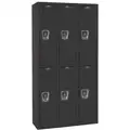 Black Wardrobe Locker, (3) Wide, (2) Tier Openings: 6, 36" W X 18" D X 72" H