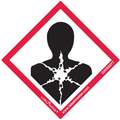 GHS Health Hazard Label, Polypropylene, 2" Height, 2" Width, Write on Surface No, PK 50