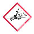 GHS Exploding Bomb Label, Polypropylene, 4" Height, 4" Width, Write on Surface No, PK 50
