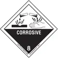 Labelmaster DOT Container Label: Corrosive, 3 15/16 in Label Wd, 3 15/16 in Label Ht, Paper