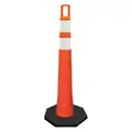 Traffic Cone: Meets MUTCD Requirements, Temporary, Orange, 47 1/2 in Overall Ht, Grabber Top, Black