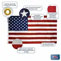Tough-Tex US Flag: 4 ft. H, 6 ft. W, Polyester, 25 ft. Min. Flagpole H, Outdoor