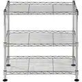 Freestanding Wire Shelving Unit, 18"W x 10"D x 18"H, 3 Shelves, Chrome Plated Finish, Silver
