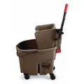 Mop Bucket and Wringer: 8 3/4 gal Capacity, Brown, Side Press