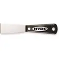 Hyde Putty Knife: 1 1/2 in Blade Wd, Carbon Steel, 3 3/4 in Blade Lg, Full Tang, Nylon, Black/Silver