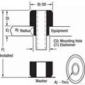 Floor Mount 2-Pc. Center Bounded Vibration Isolator, Neoprene, 0.01" to 0.05" Deflection