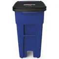 Rubbermaid BRUTE 32 gal. Rectangular Flat Top Roll Out Trash Can, 37-5/32"H, Blue