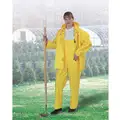 3-Piece Flame Resistant Rain Suit with Jacket/Bib Overall, Hood Style: Detachable, PVC, 3XL, Yellow