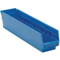 Quantum Storage Systems Shelf Bin: 17 7/8 in Overall Lg, 4 1/8 in x 4 in, Blue, Nestable