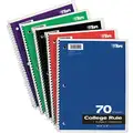 Tops Notebook: 8 in x 10-1/2 in Sheet Size, College, White, 70 Sheets, 0% Recycled Content, Assorted