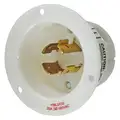 Hubbell Wiring Device-Kellems White Flanged Locking Inlet, 20 Amps, 480 VAC Voltage, NEMA Configuration: L16-20P