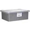 Akro-Mils Divider Box: 1.3 cu ft, 22 3/8 in x 17 3/8 in x 8 in, Gray, Polymer, 11 Long Divider Slots