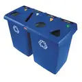 (4) 23 gal Rectangular Recycling Station, Plastic, Blue