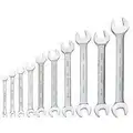 Westward Open End Wrench Set, SAE, Number of Pieces: 10, Satin Finish, Insulated: No