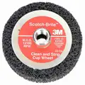 Scotch-Brite 4" Clean and Strip Cup Wheel, Threaded Mandrel, Silicon Carbide, Extra Coarse Grit