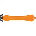 Klever Excel Hook-Style Safety Cutter: 6 1/2 in Overall Lg, Straight Handle, Plain, Steel, Orange, 10 PK