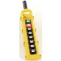 KH Industries 8-Button User Configurable Pendant Push Button Station, 1NO/1NC, NEMA Rating 4X, Yellow