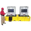 Ultratech Uncovered, Polyethylene IBC Containment Unit; 535 gal. Spill Capacity, Drain Included, Yellow/Black