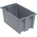 Stack and Nest Container, Gray, 9"H x 18"L x 11"W, 1EA