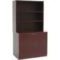 Regency Hutch w/ Lateral File Cabinet: Open Shelves, Legacy Series, Mahogany, Wood Laminate