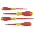 Keystone Slotted/Phillips Insulated Screwdriver Set, Multicomponent, Number of Pieces: 4