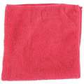 Medium Duty, Microfiber Cloth, Red, 16" x 16", PK 12